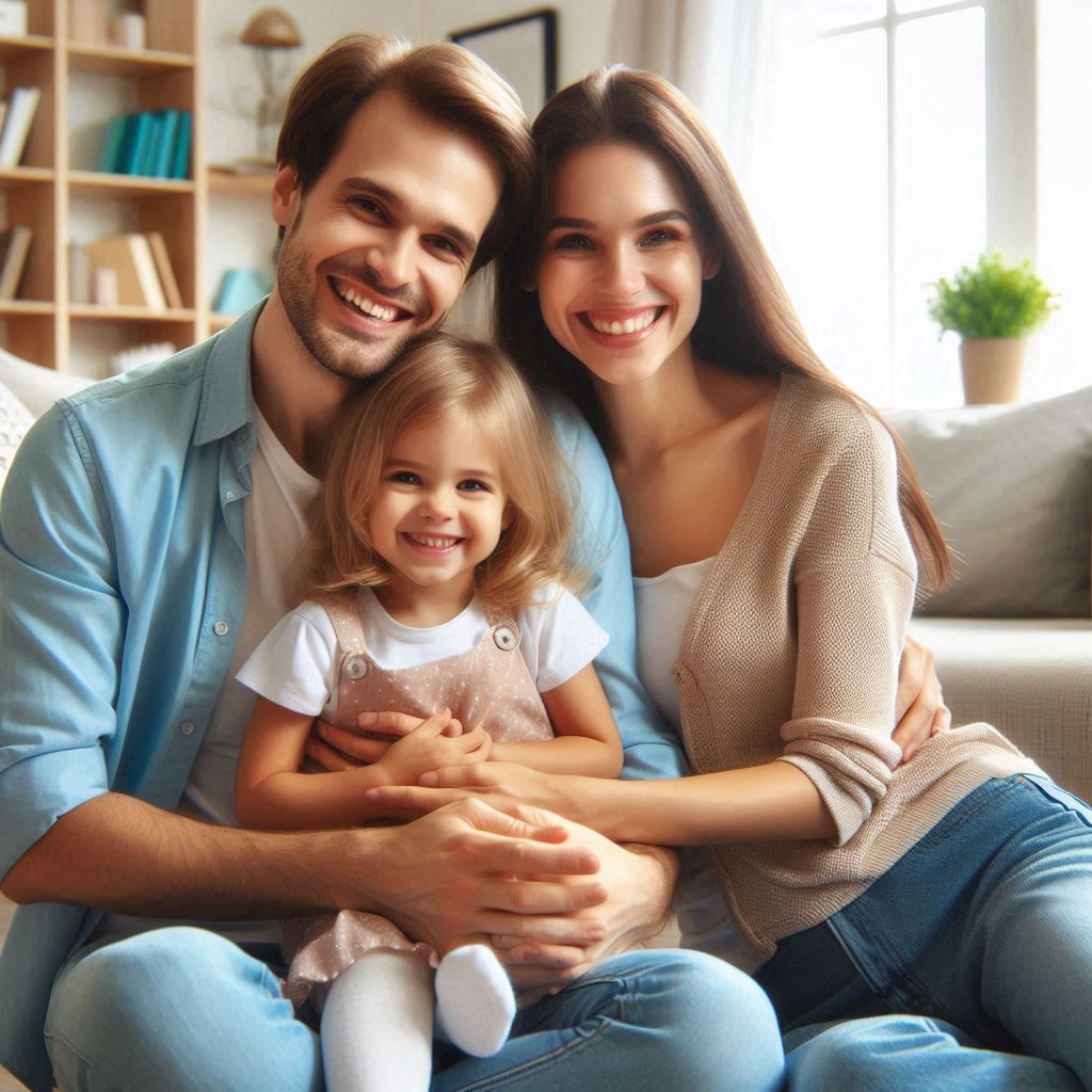 A happy family spending quality time together at home.